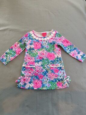 Lilly Pulitzer Pink Blue Green Floral Knit Dress- Size 2-3